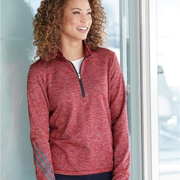 Adidas - Women's Brushed Terry Heathered Quarter-Zip Pullover Thumbnail