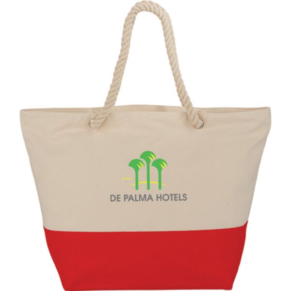 Zippered 12oz Cotton Canvas Rope Tote Thumbnail